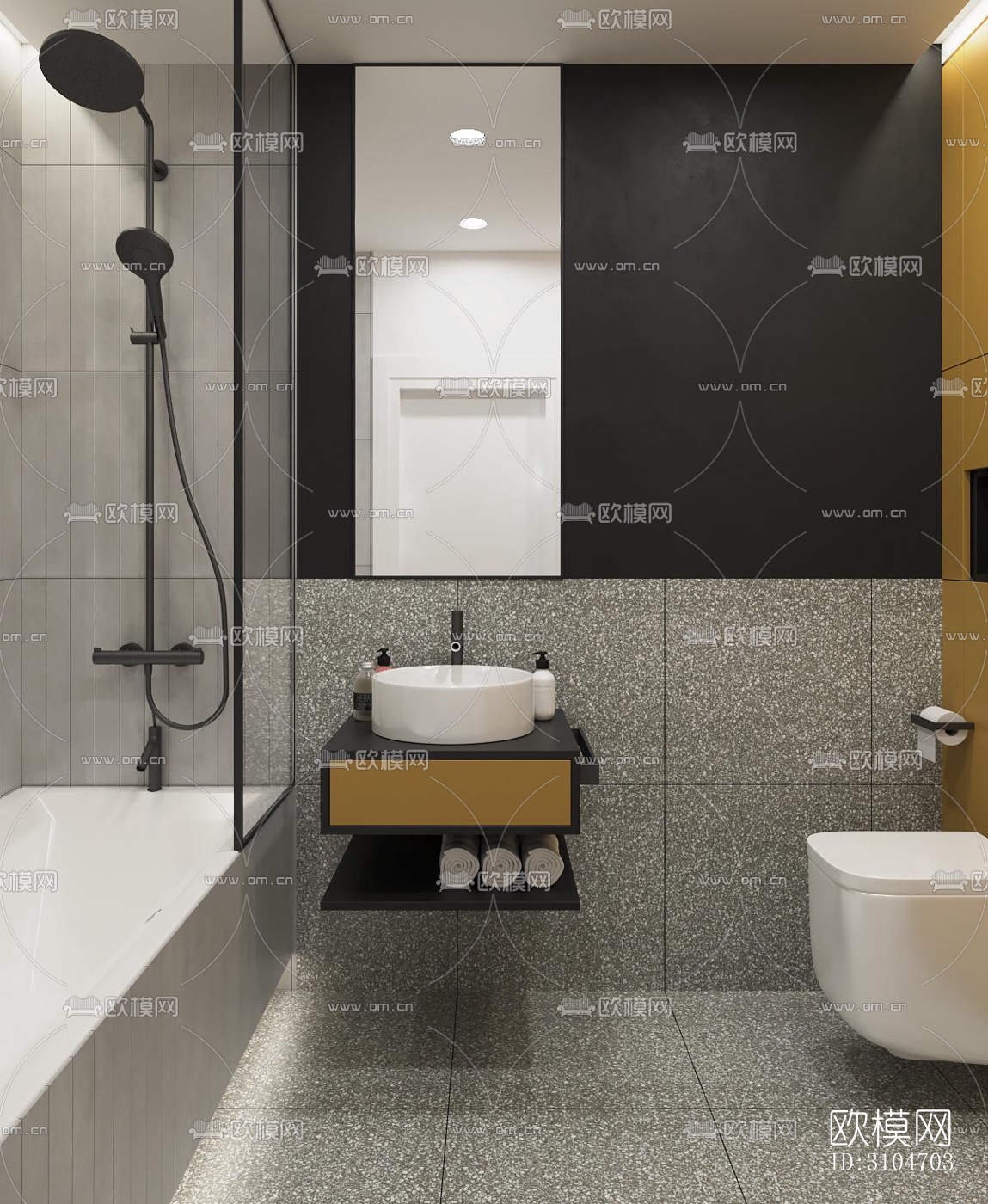 现代卫生间效果图下载（渲染图4）