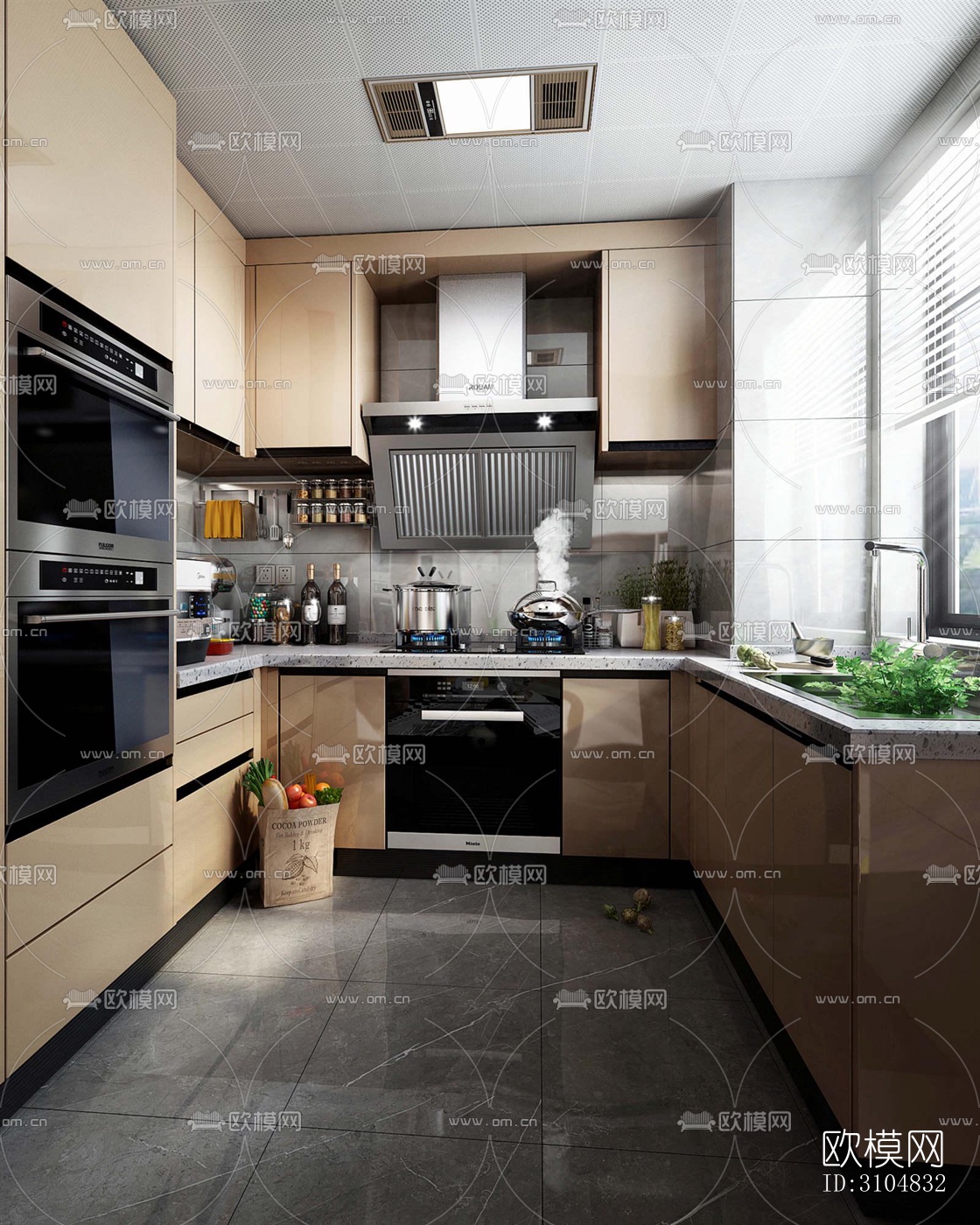 北欧厨房效果图下载（渲染图5）