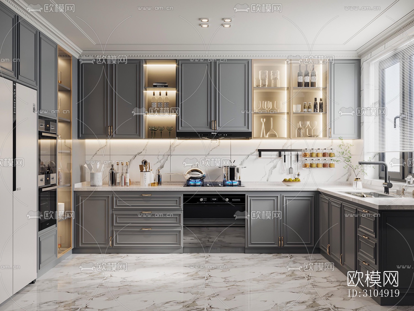 法式厨房效果图下载（渲染图5）