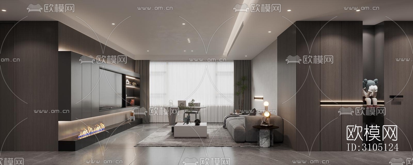 现代平层效果图下载（渲染图5）