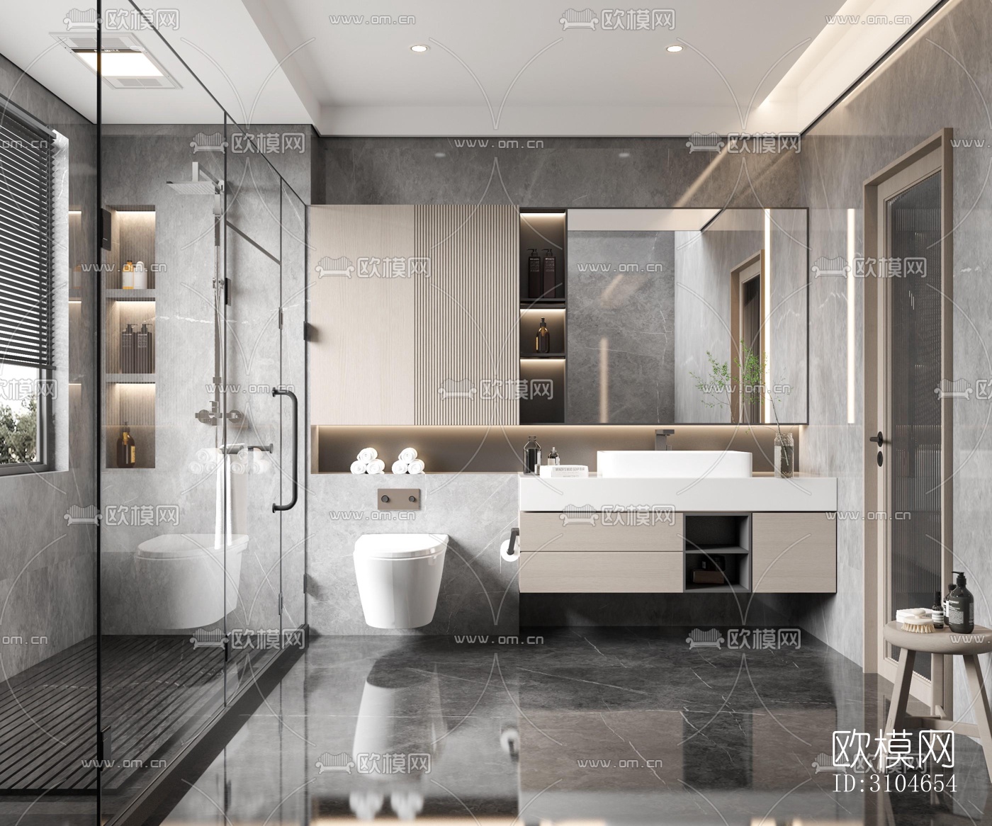 现代卫生间效果图下载（渲染图2）