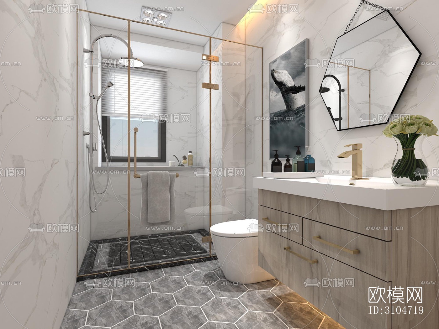 现代卫生间效果图下载（渲染图3）