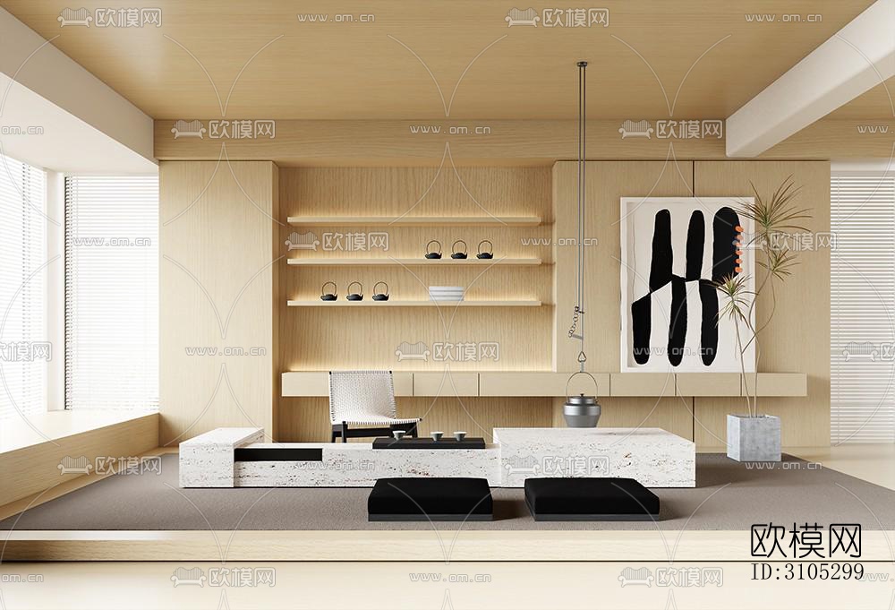 日式茶室效果图下载（渲染图1）