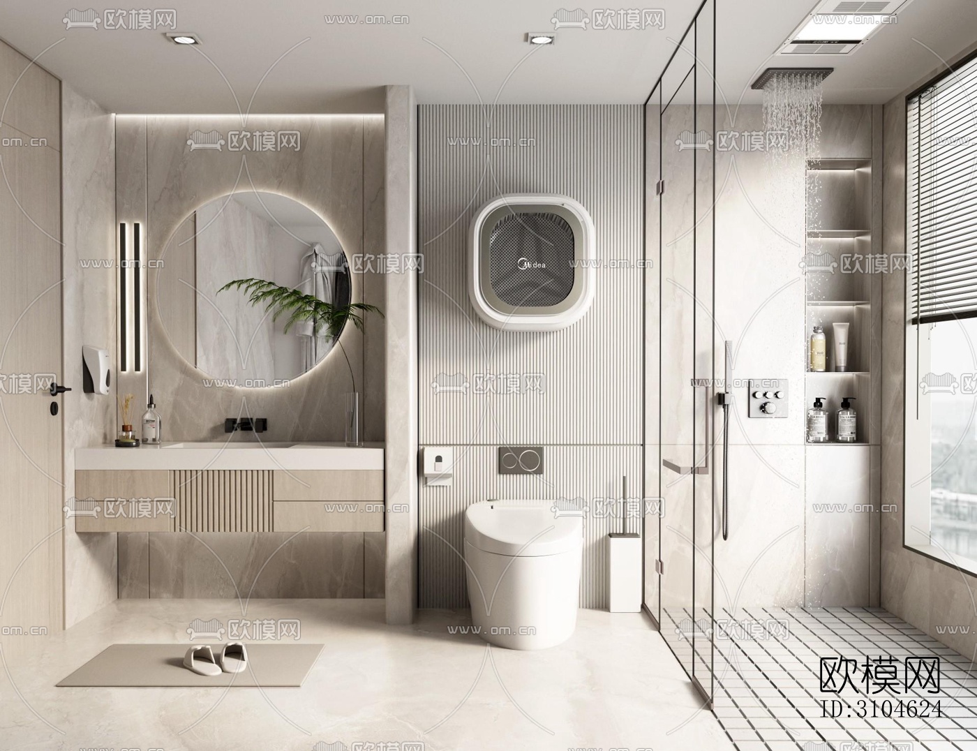 现代卫生间效果图下载（渲染图2）
