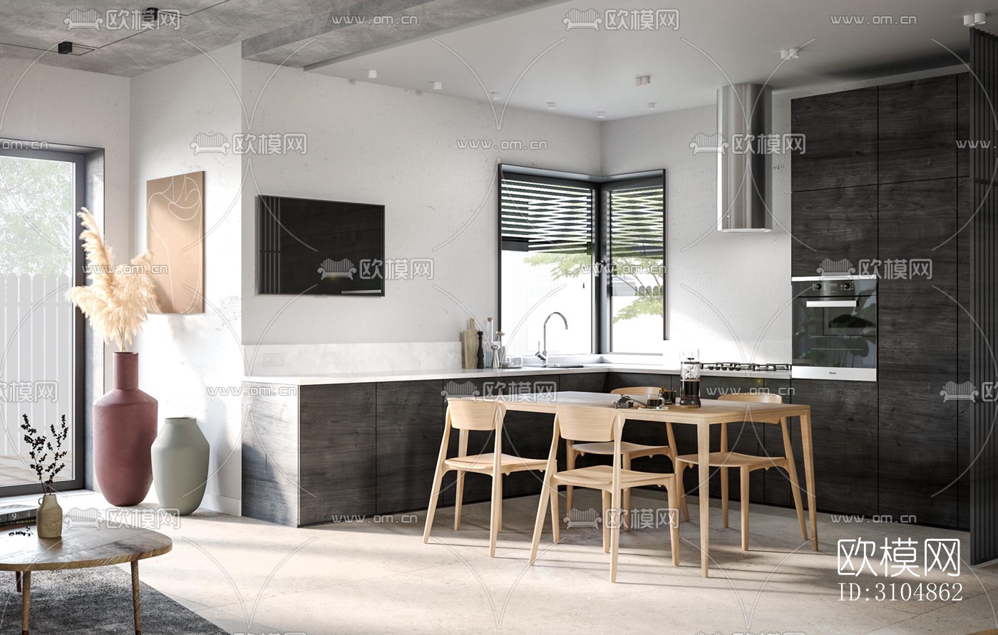 北欧厨房效果图下载（渲染图4）