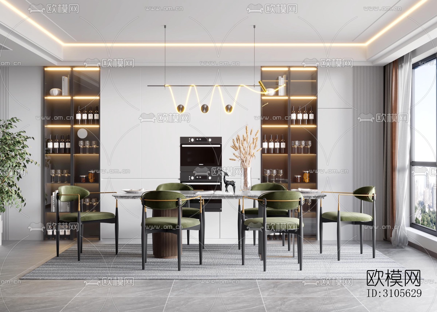 现代餐厅效果图下载（渲染图4）