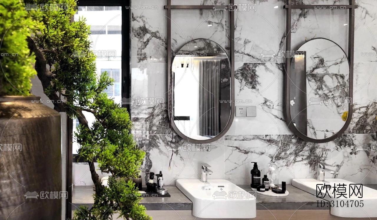 现代卫生间效果图下载（渲染图1）