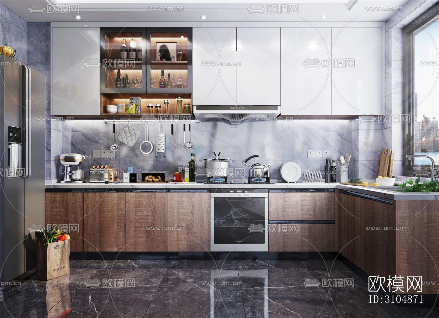 后现代厨房效果图下载（渲染图2）