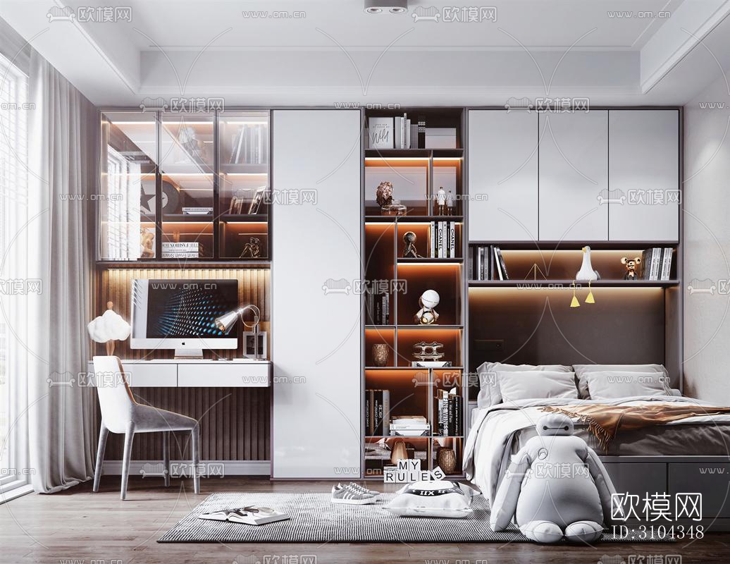 现代卧室效果图下载（渲染图2）