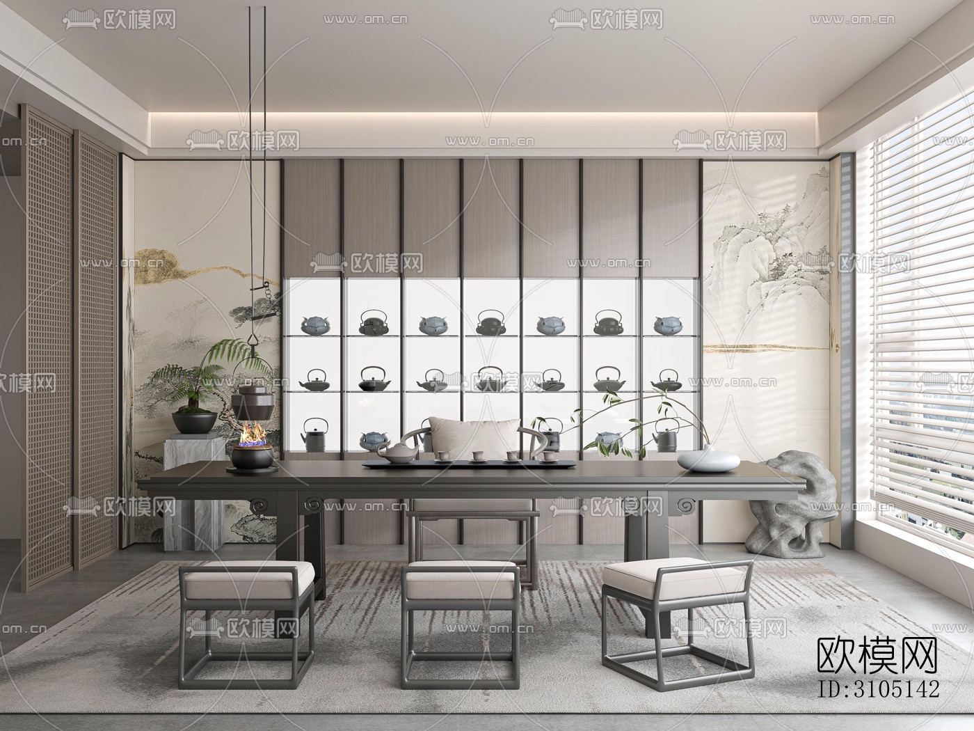 中式茶室效果图下载（渲染图5）