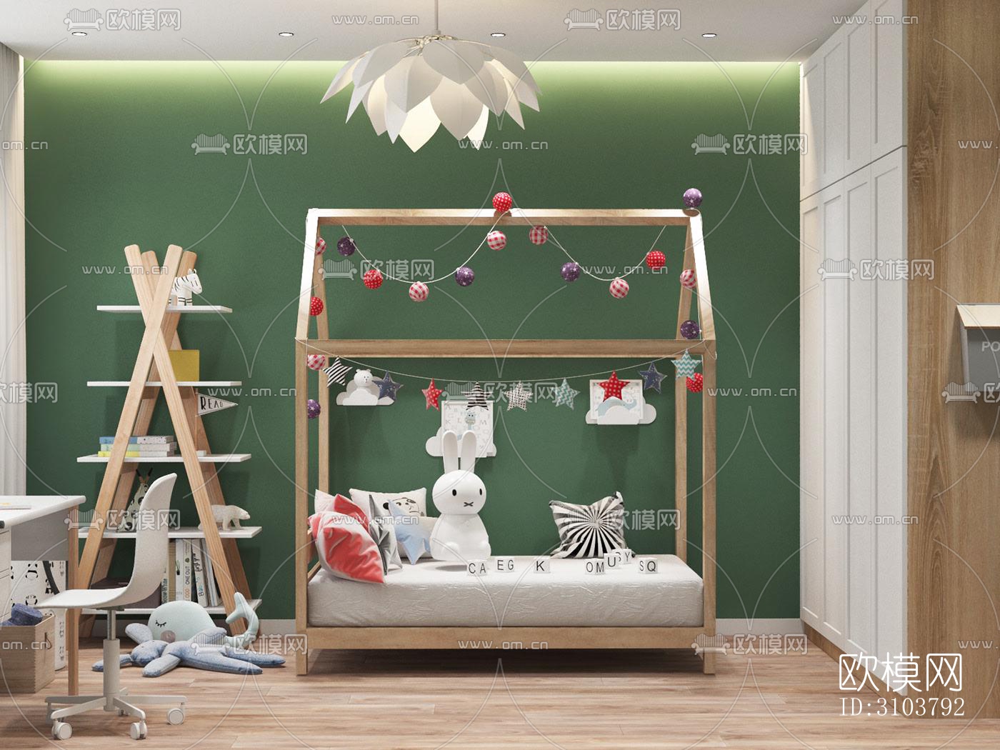 北欧儿童房效果图下载（渲染图3）