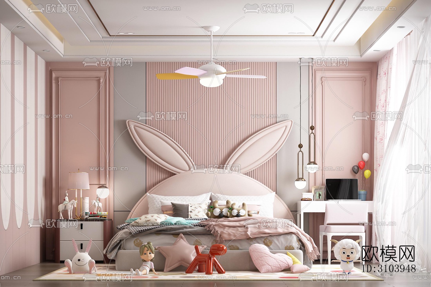 法式儿童房效果图下载（渲染图5）