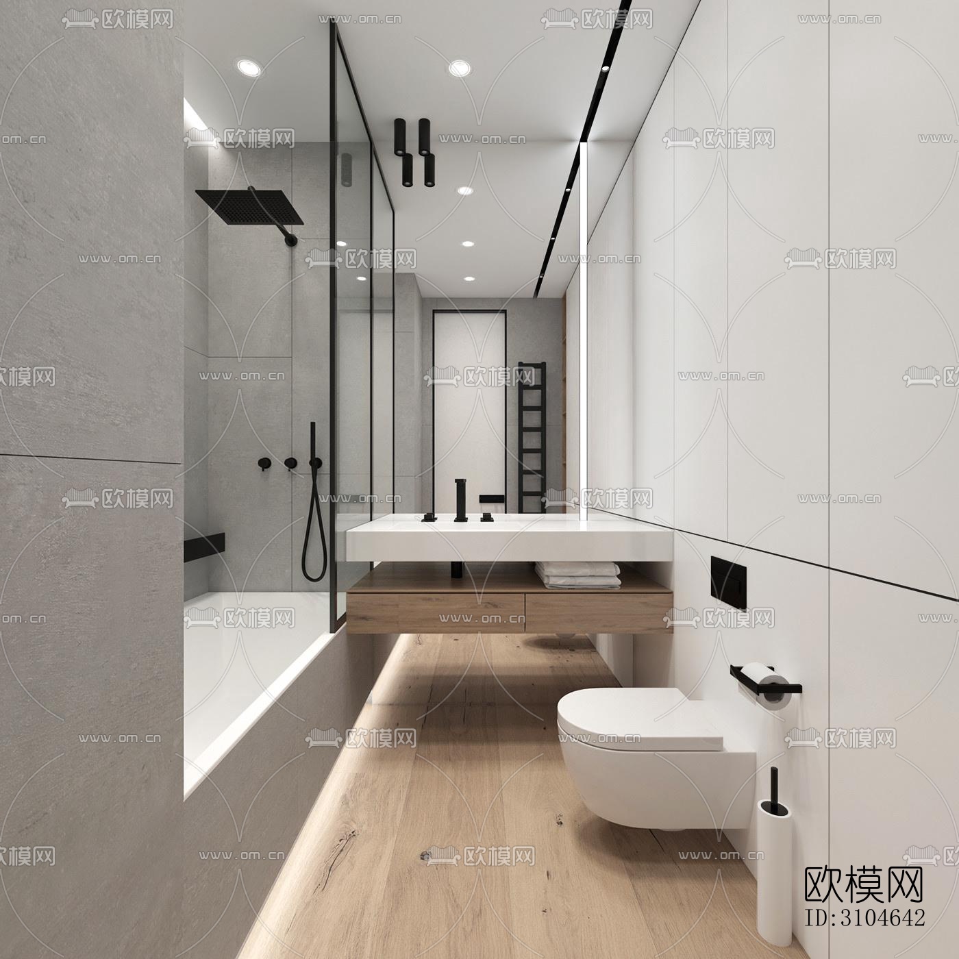 现代卫生间效果图下载（渲染图1）