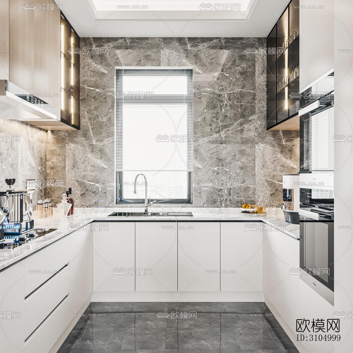现代厨房效果图下载（渲染图2）