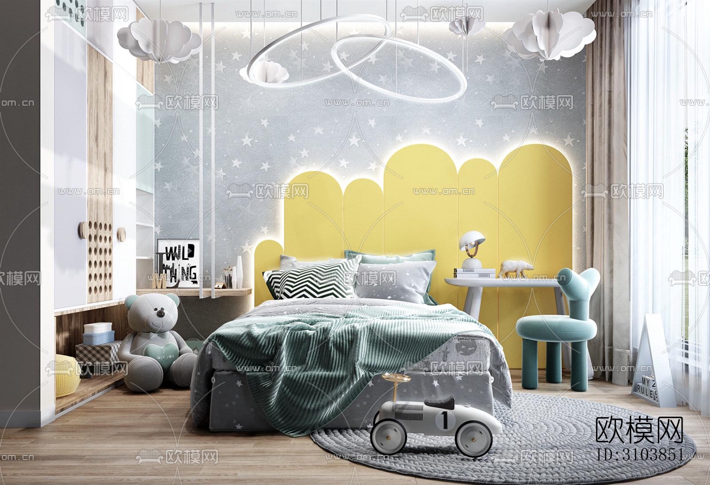 北欧儿童房效果图下载（渲染图5）