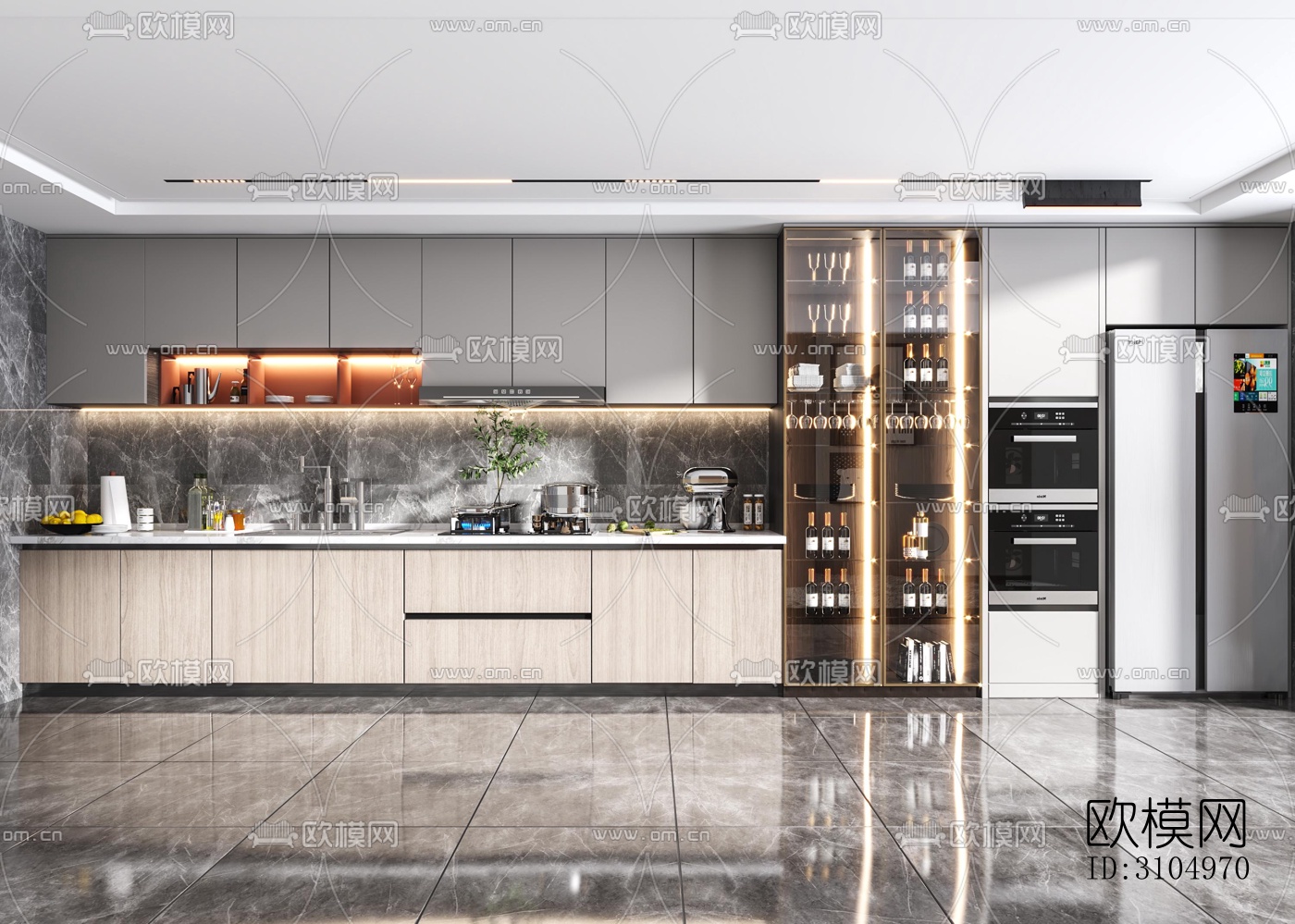 现代厨房效果图下载（渲染图5）