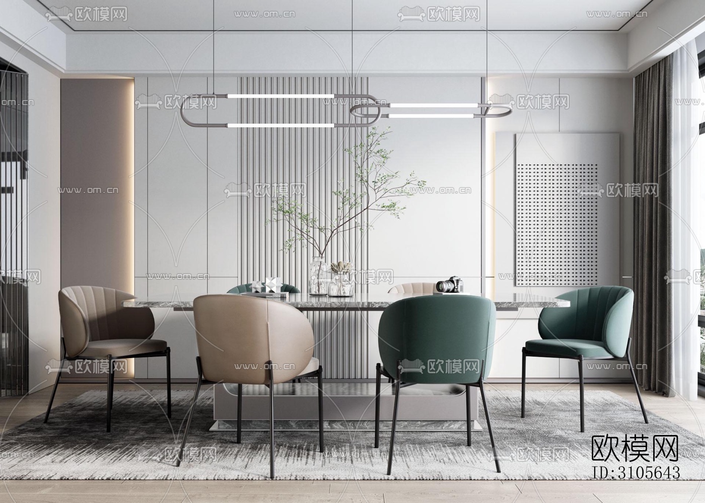 现代餐厅效果图下载（渲染图3）