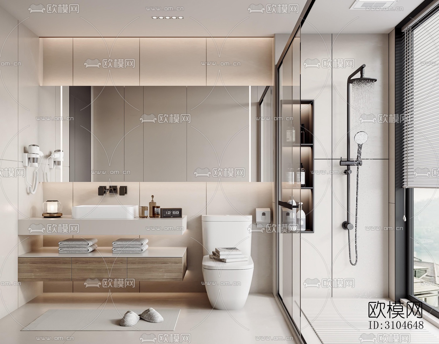 现代卫生间效果图下载（渲染图4）