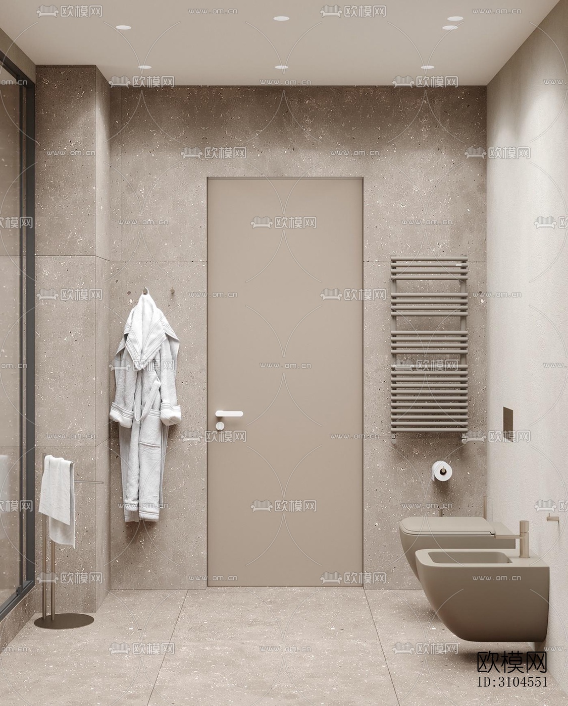 奶油风卫生间效果图下载（渲染图3）