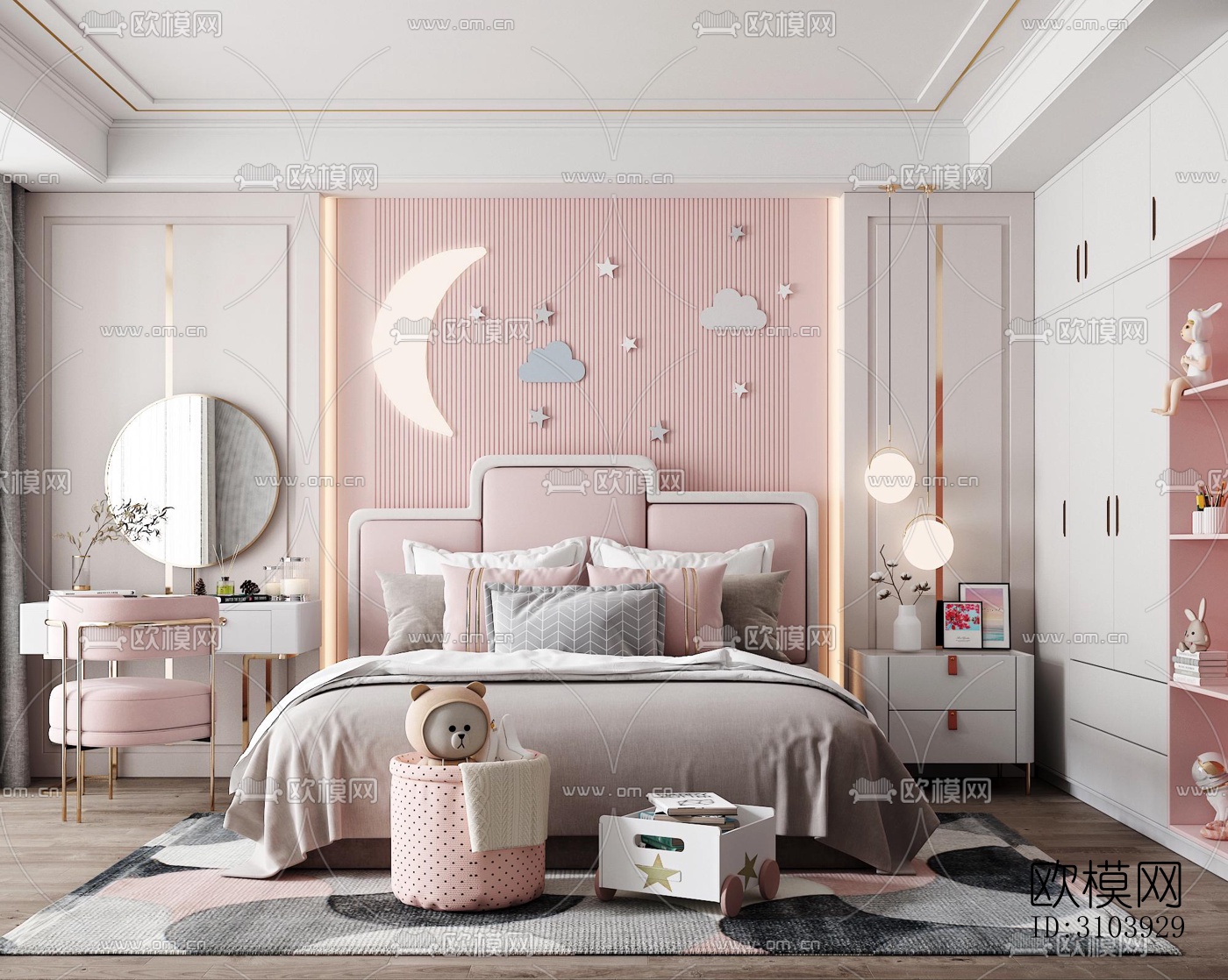 欧式儿童房效果图下载（渲染图1）