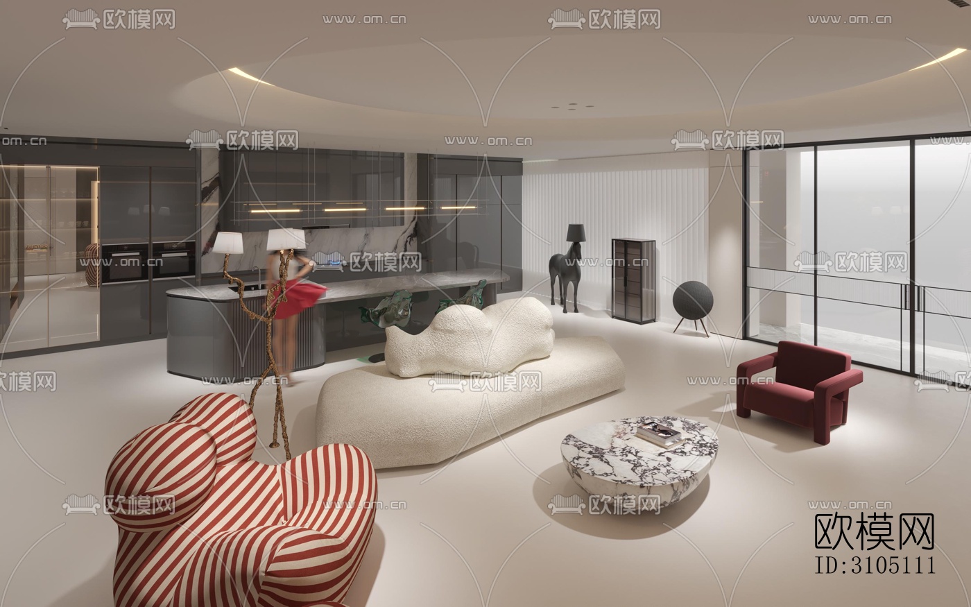 现代平层效果图下载（渲染图17）