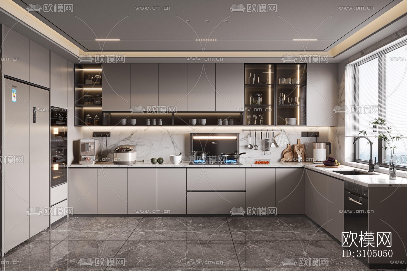 现代厨房效果图下载（渲染图5）