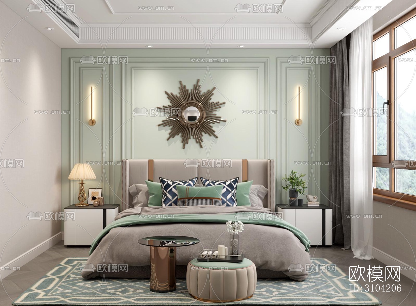 欧式卧室效果图下载（渲染图1）