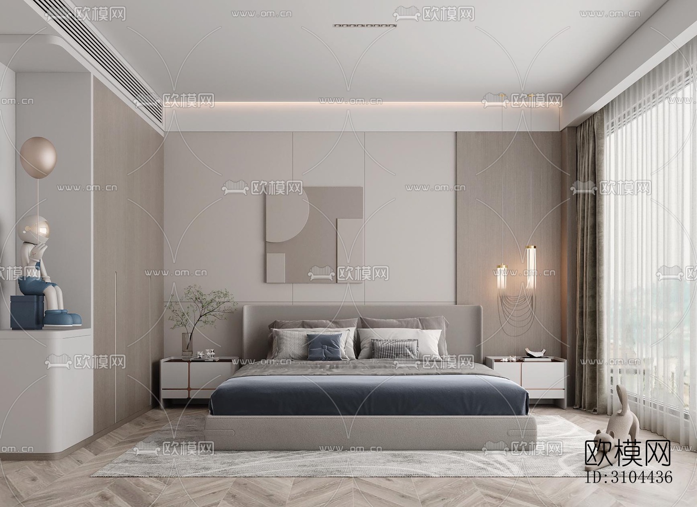 现代卧室效果图下载（渲染图4）