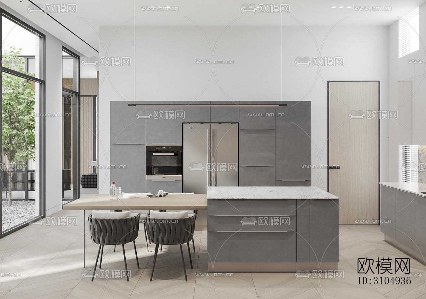 现代厨房效果图下载（渲染图5）