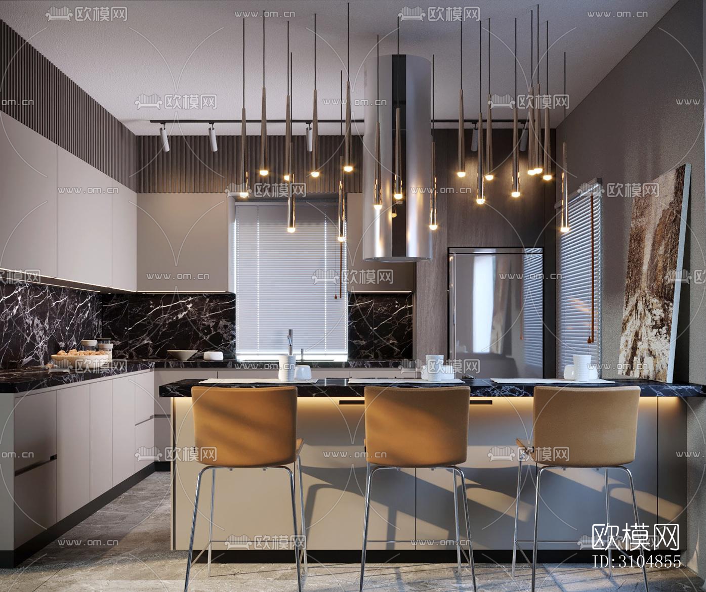 北欧厨房效果图下载（渲染图2）