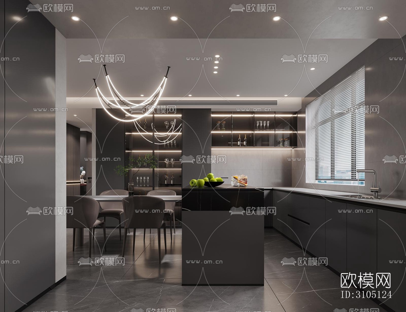 现代平层效果图下载（渲染图8）