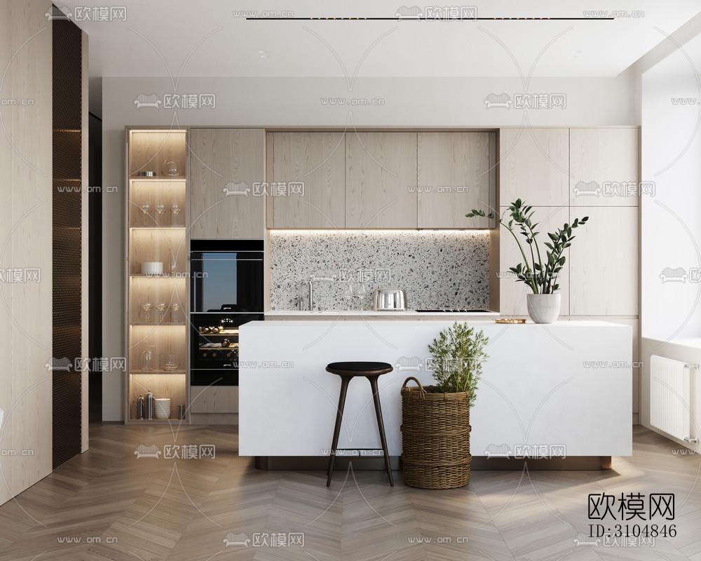 北欧厨房效果图下载（渲染图3）