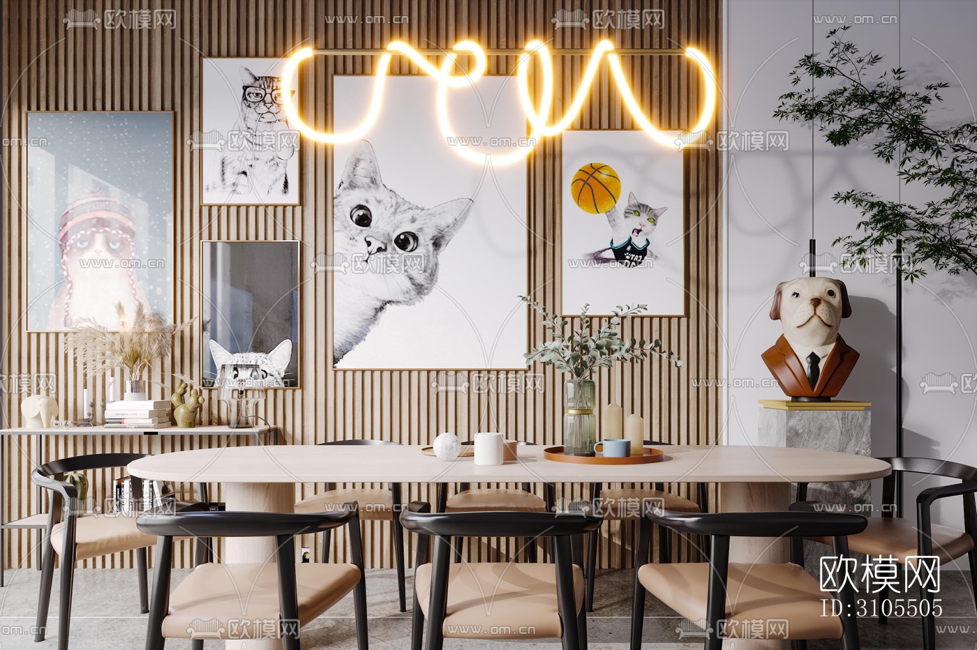 现代餐厅效果图下载（渲染图4）