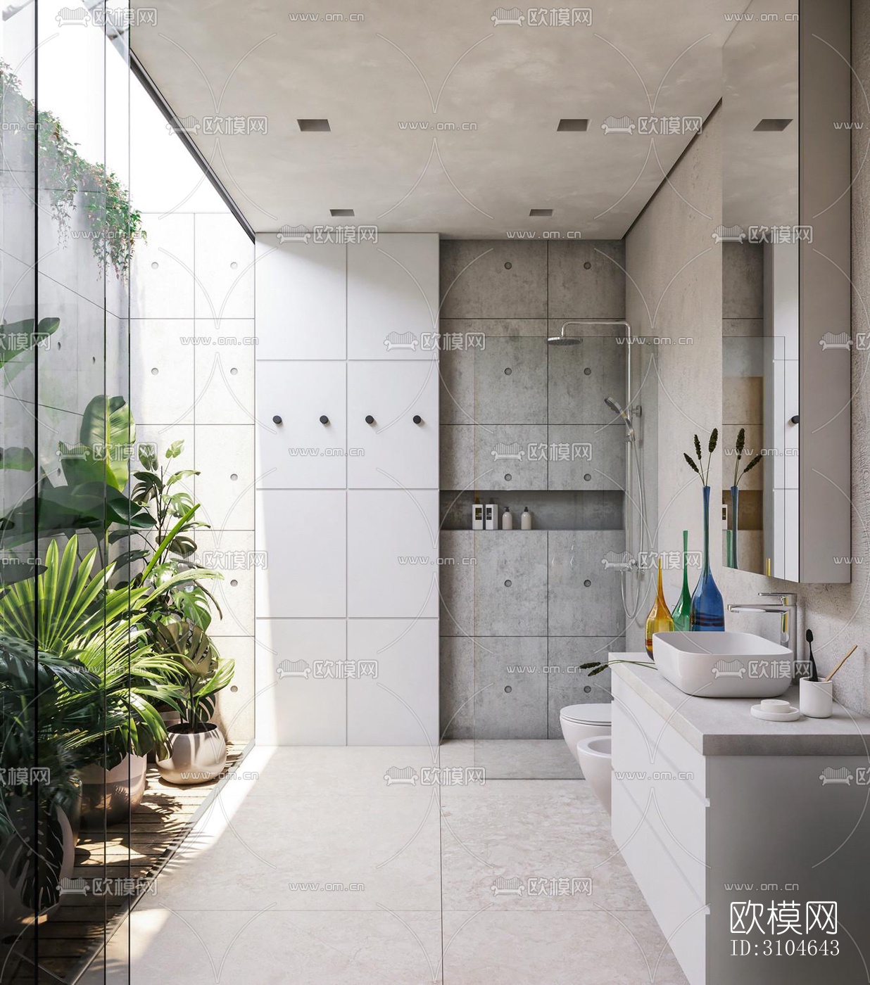 现代卫生间效果图下载（渲染图3）