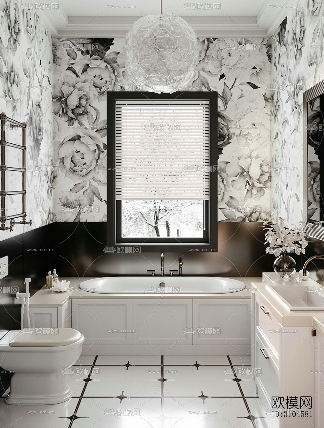 法式卫生间效果图下载（渲染图1）