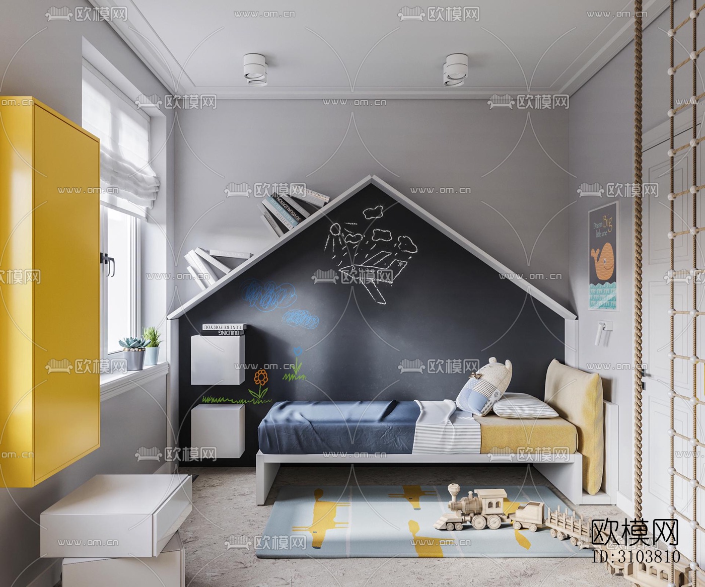北欧儿童房效果图下载（渲染图5）