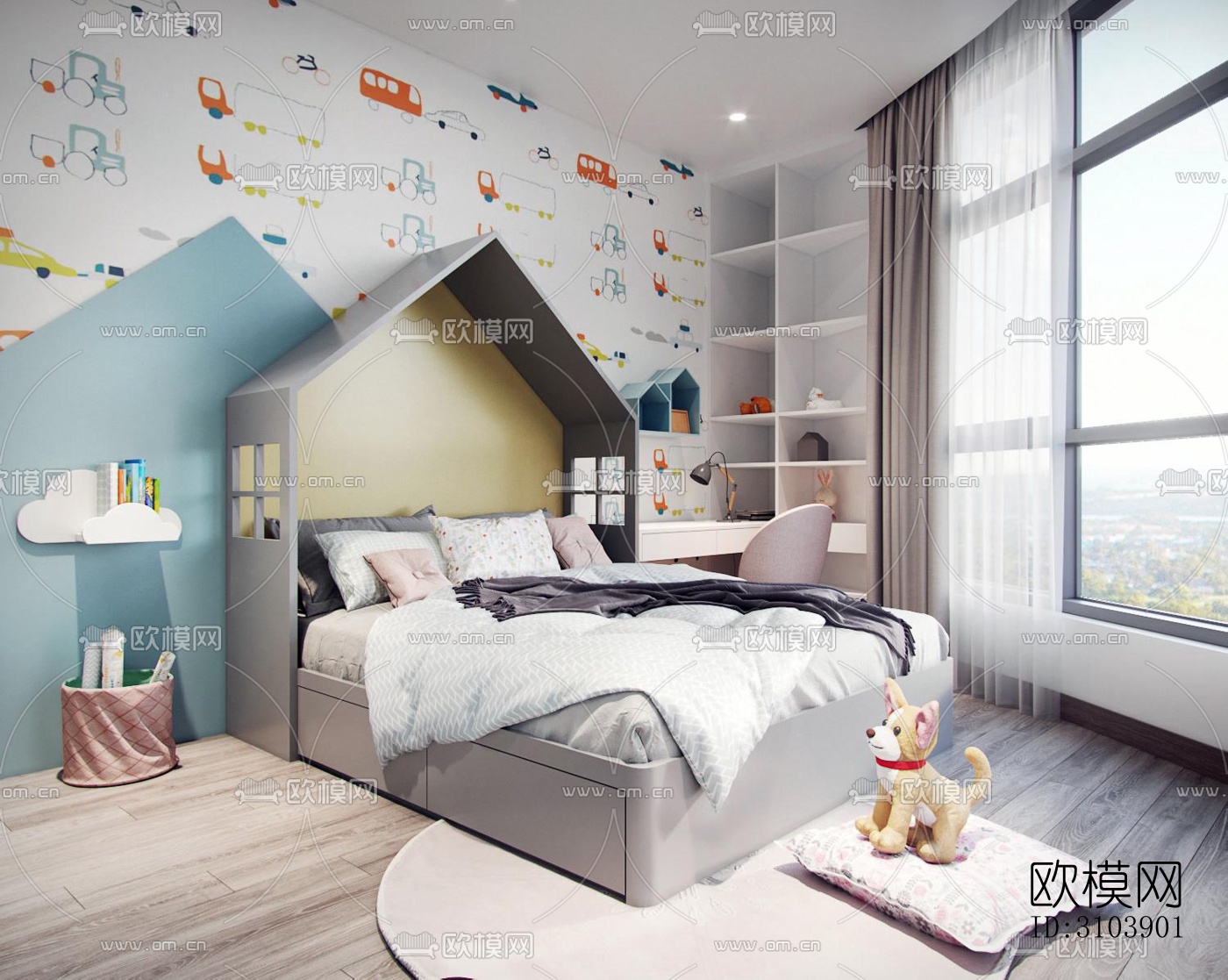 北欧儿童房效果图下载（渲染图2）