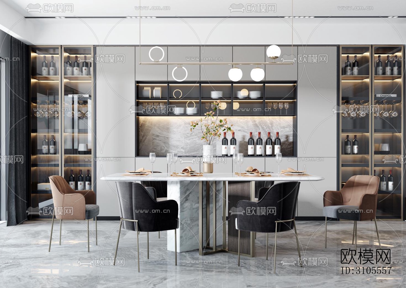 现代餐厅效果图下载（渲染图3）