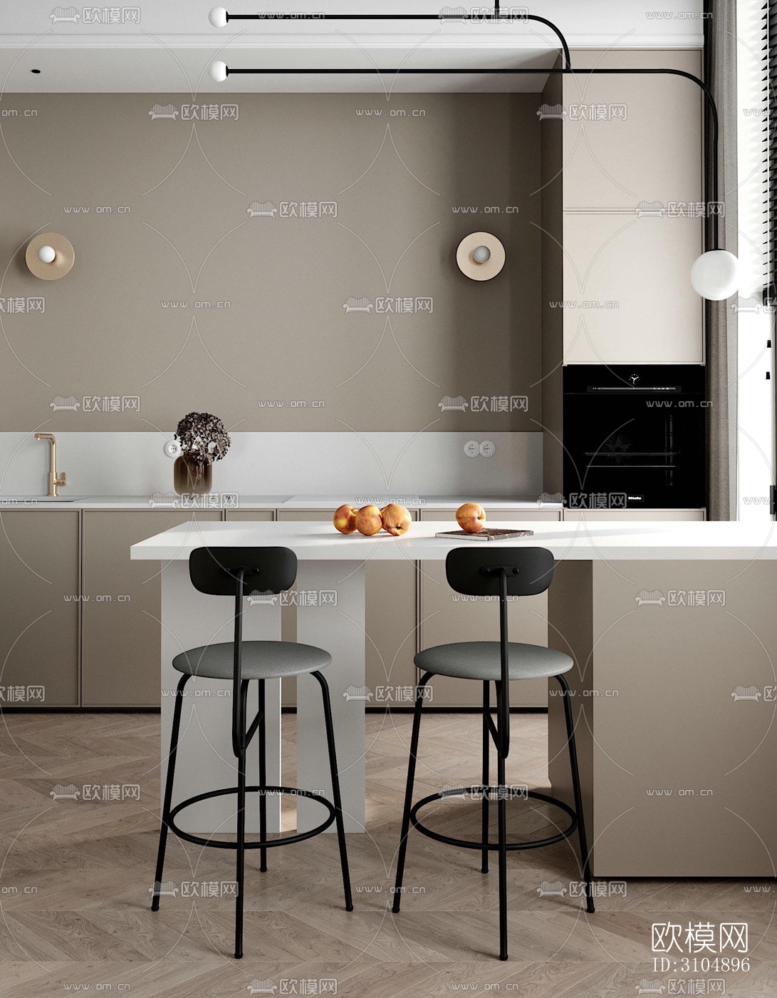 日式厨房效果图下载（渲染图4）