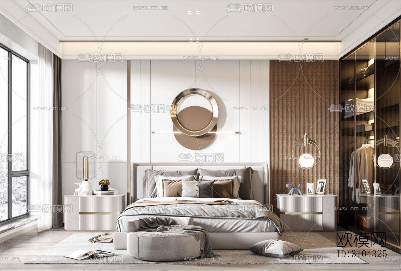现代卧室效果图下载（渲染图1）