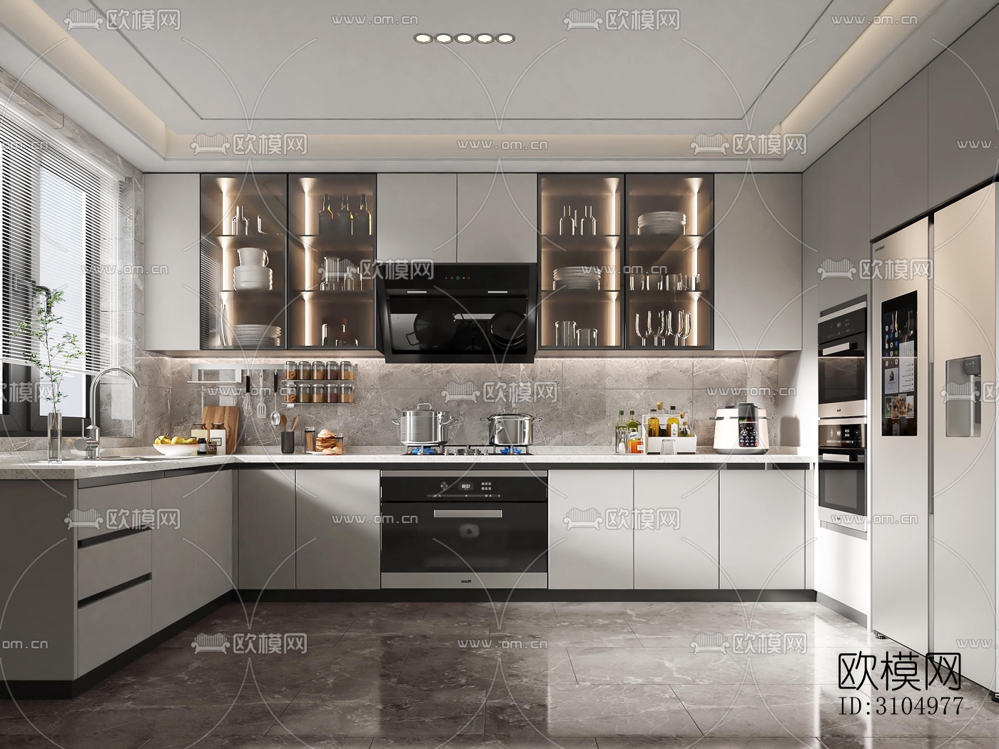 现代厨房效果图下载（渲染图2）