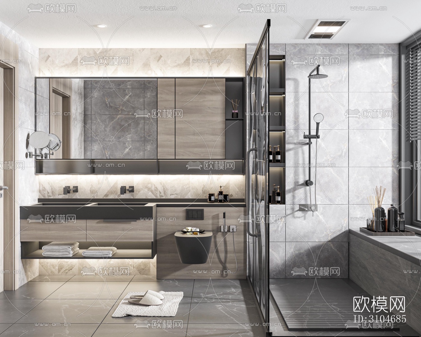 现代卫生间效果图下载（渲染图4）