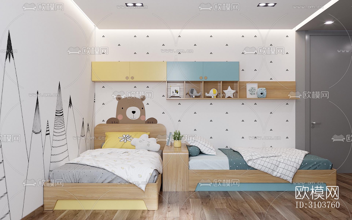 北欧儿童房效果图下载（渲染图1）
