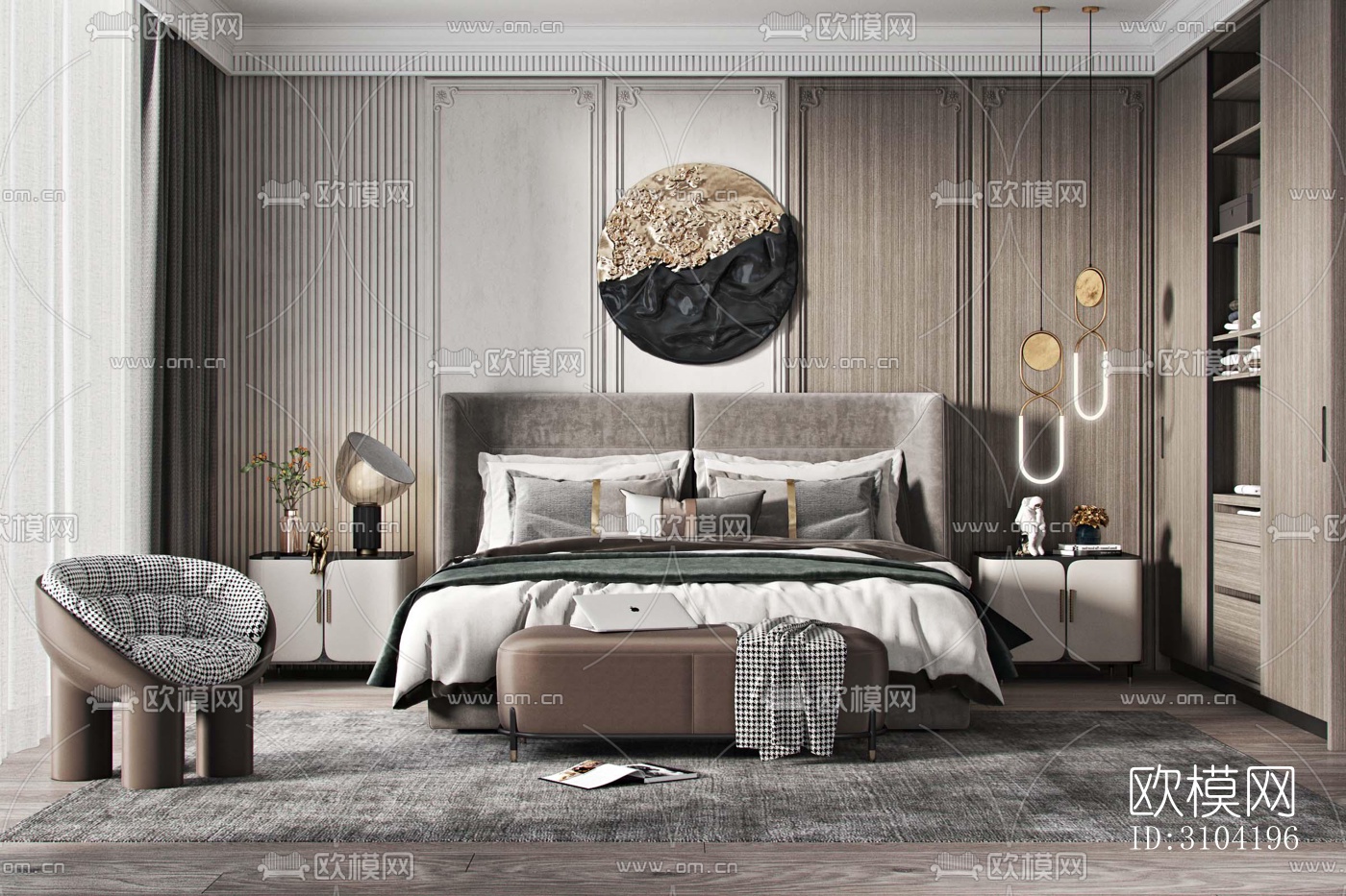 欧式卧室效果图下载（渲染图1）