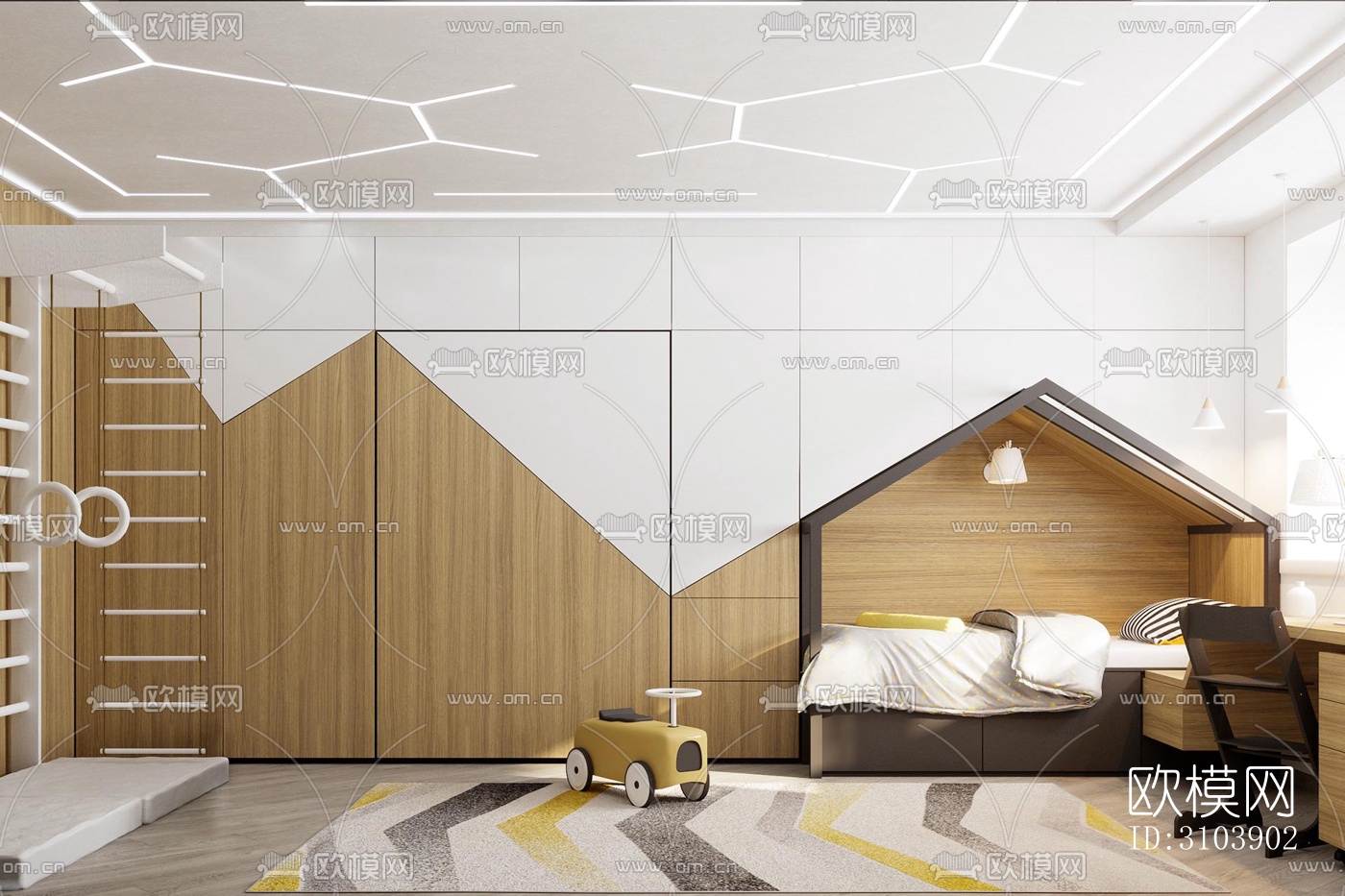 北欧儿童房效果图下载（渲染图5）