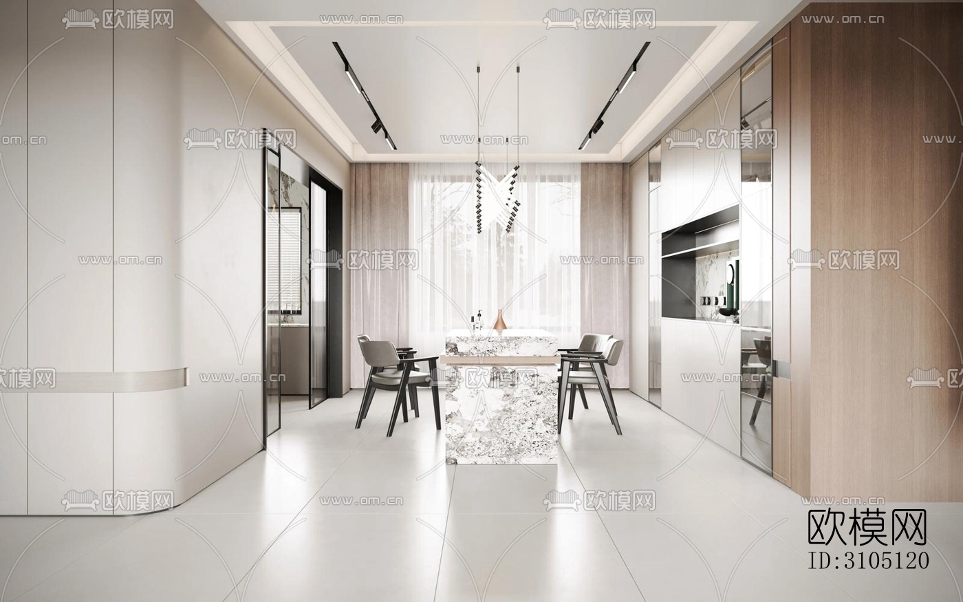 现代平层效果图下载（渲染图7）