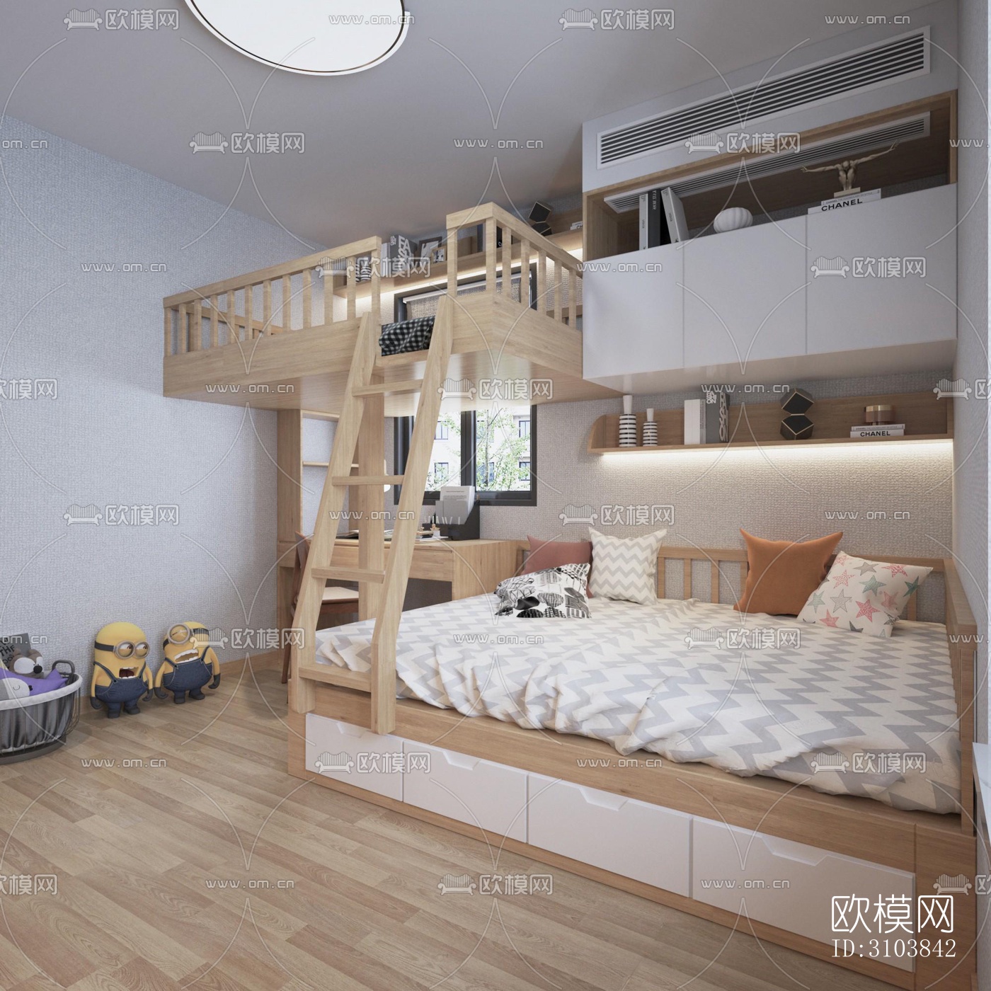 北欧儿童房效果图下载（渲染图4）