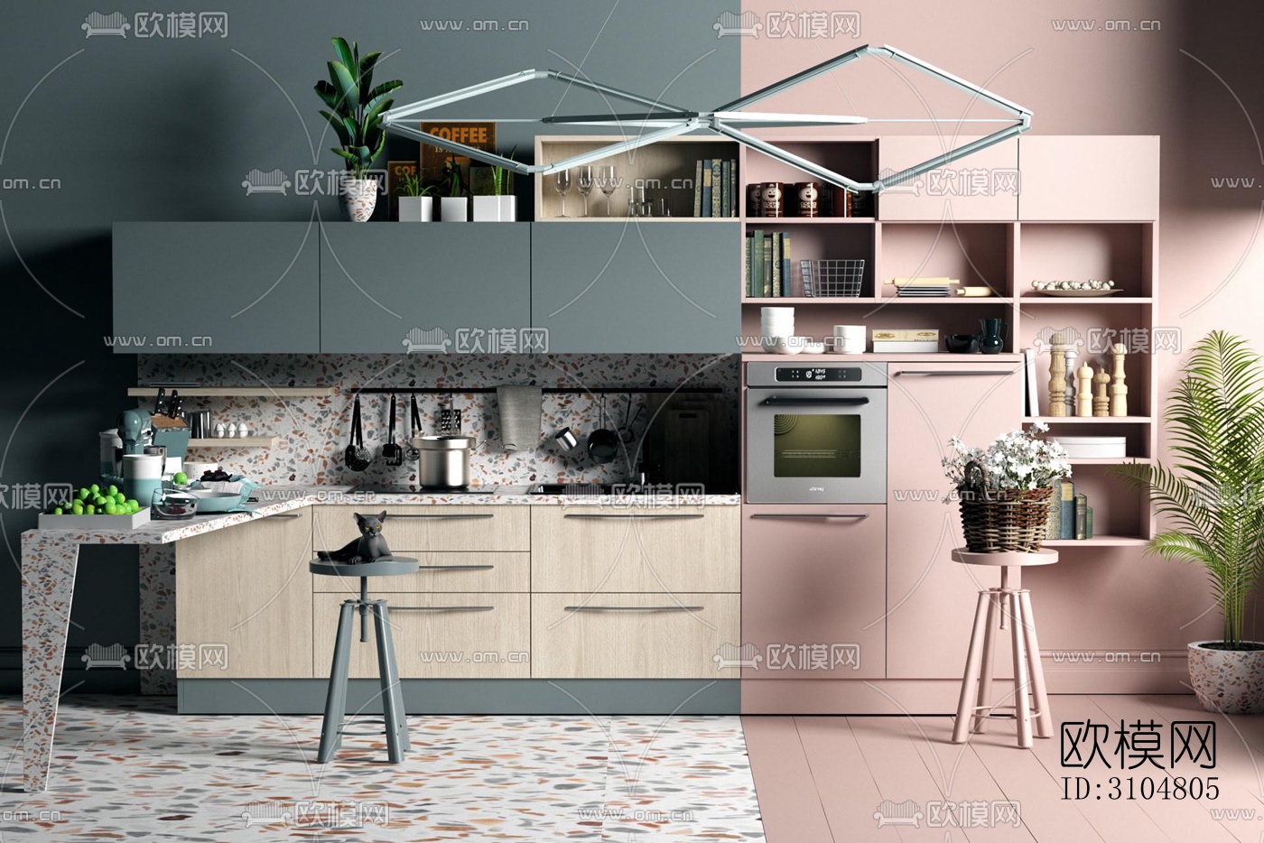 北欧厨房效果图下载（渲染图4）