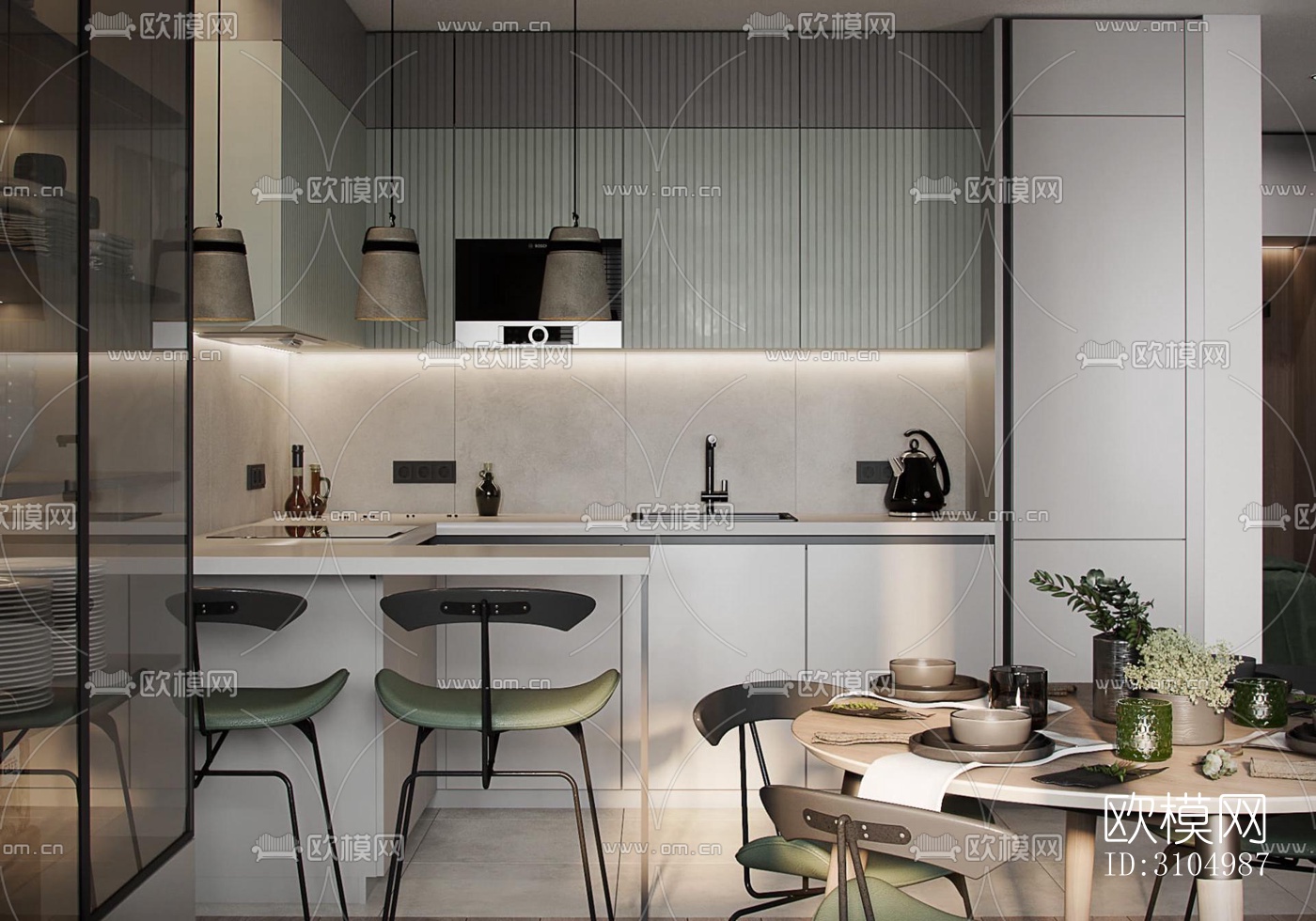 现代厨房效果图下载（渲染图5）