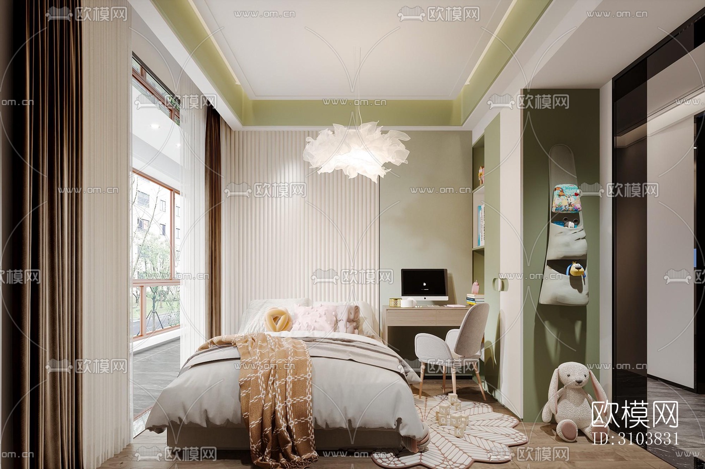 北欧儿童房效果图下载（渲染图2）